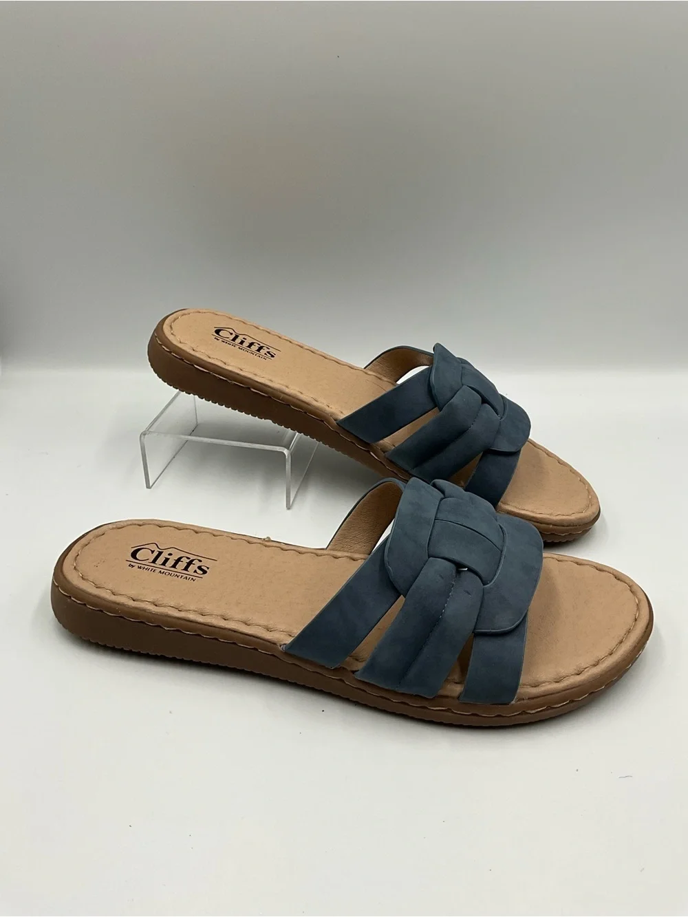 Cliffs White Mountain Sandals Size 9.5 Blue Braided Slide Sandals